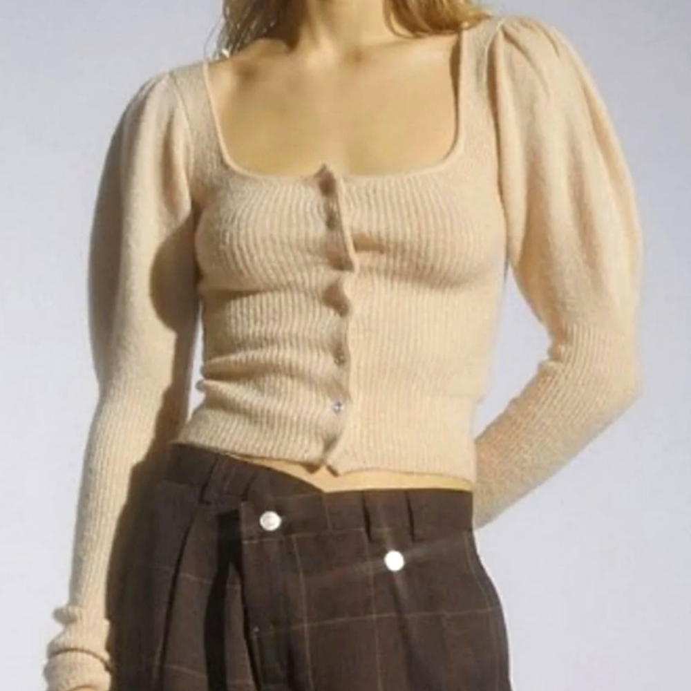 UO Ashley Puff Sleeve Cardigan